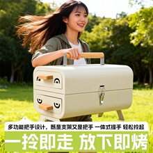 新型烧烤炉双面煎烤一体烧烤炉便携式烧烤架抽屉式户外露营野外
