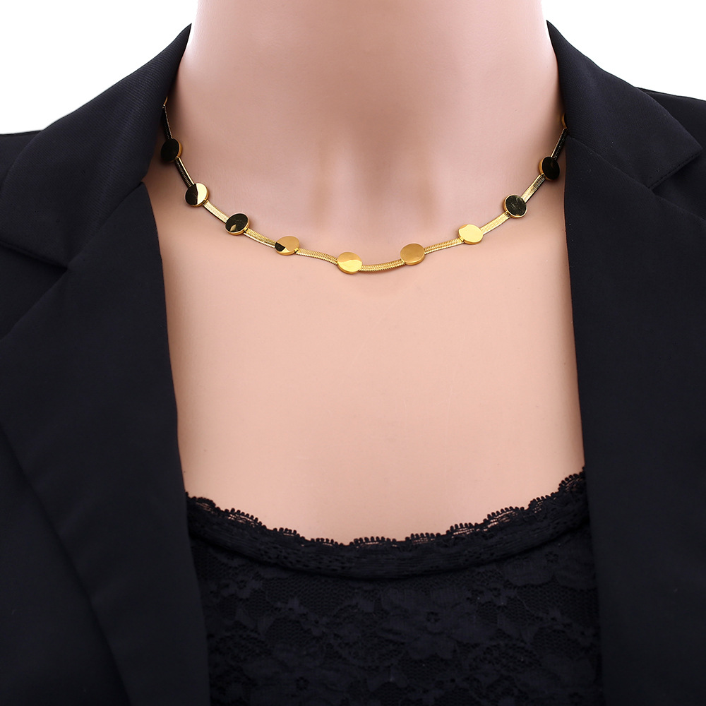 Acero Inoxidable 302 Chapados en oro de 18k Casual Estilo Simple Enchapado Ronda Ninguno Collar display picture 2