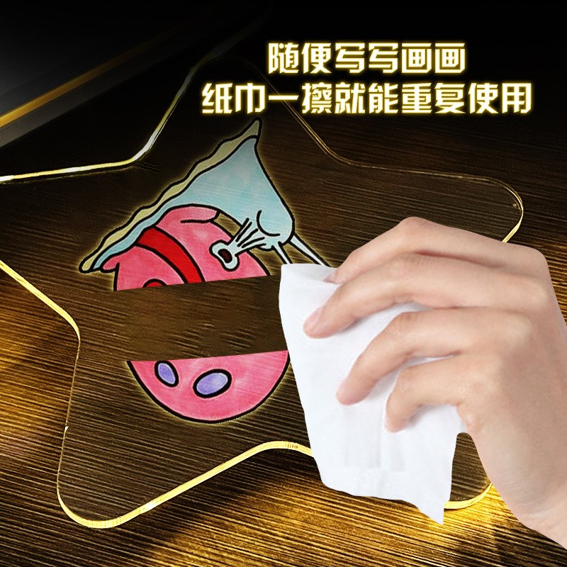 Tablero de dibujo para niños transfronterizo Diy Lámpara de tablero de dibujo pintada a mano borrable Tablero de graffiti led Tablero de mensajes Regalo para niños