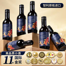 傲鱼小瓶红酒智利原装原瓶进口干红葡萄酒水果酒微醺小酒套装