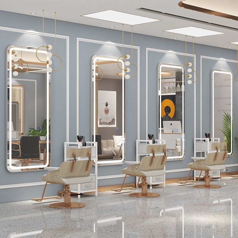 Barbería espejo de pared lujo ligero LED con lámpara de belleza espejo de luz de peluquería espejo