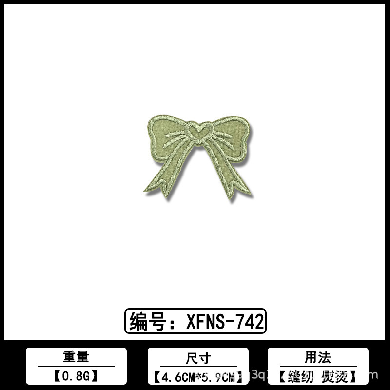 蝴蝶结女孩服饰补丁布贴源头厂家现货批发电脑刺绣绣花标服装辅料|undefined