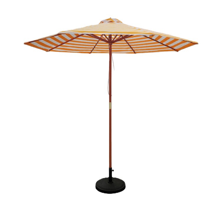 Beach Umbrella with Wooden Pull Cord, Outdoor Central Pole Umbrella, Solid Wood Pole, Garden Courtyard, Factory Wholesale Sunshade Umbrella