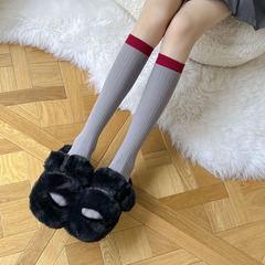 2023秋冬新款襪子女千禧辣妹Y2K小腿襪批發日系長筒雙針堆堆襪棉