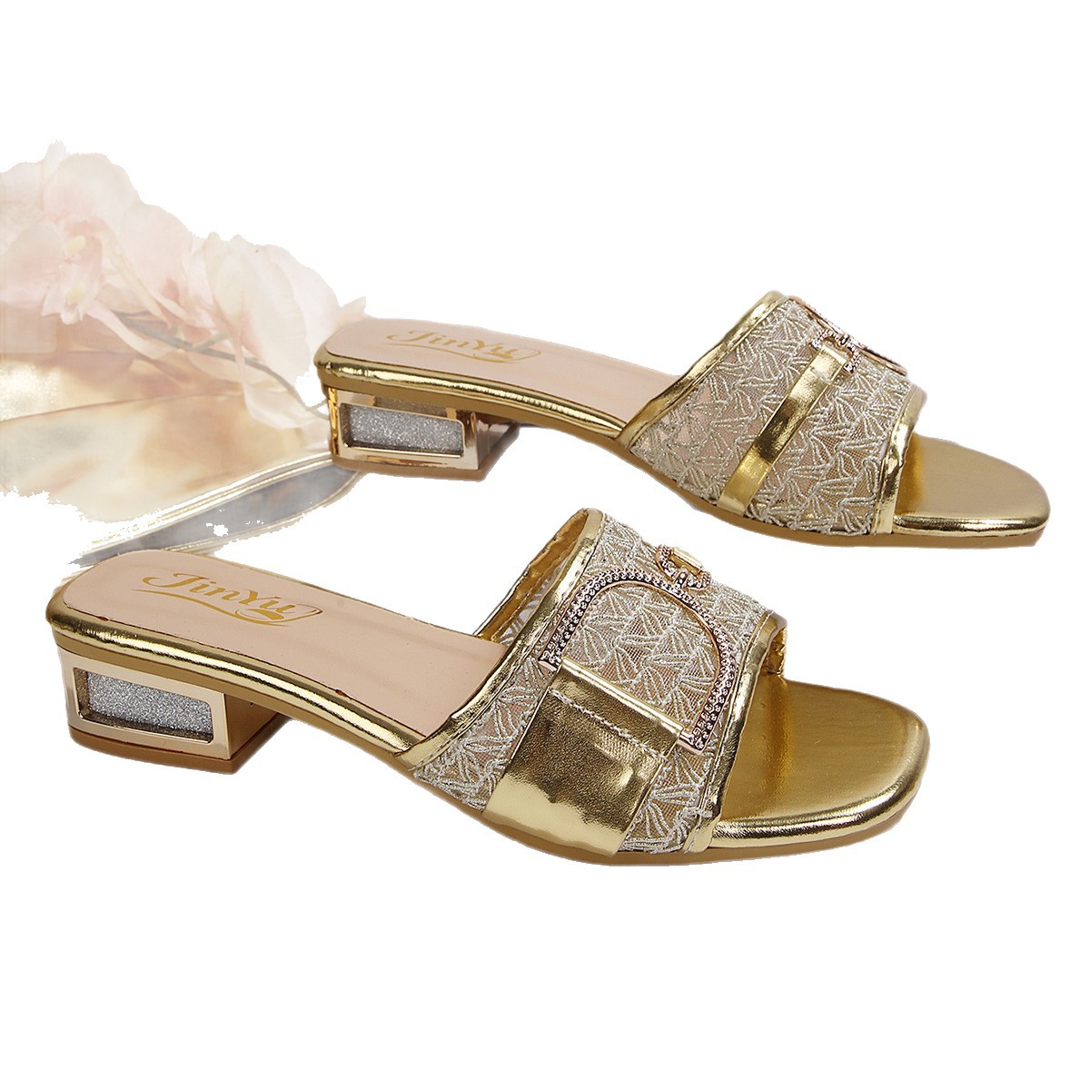 Sandalias de Tacón Alto para Mujer de Cuero Sintético con Punta Cuadrada y Cadena Decorativa para Verano image 6
