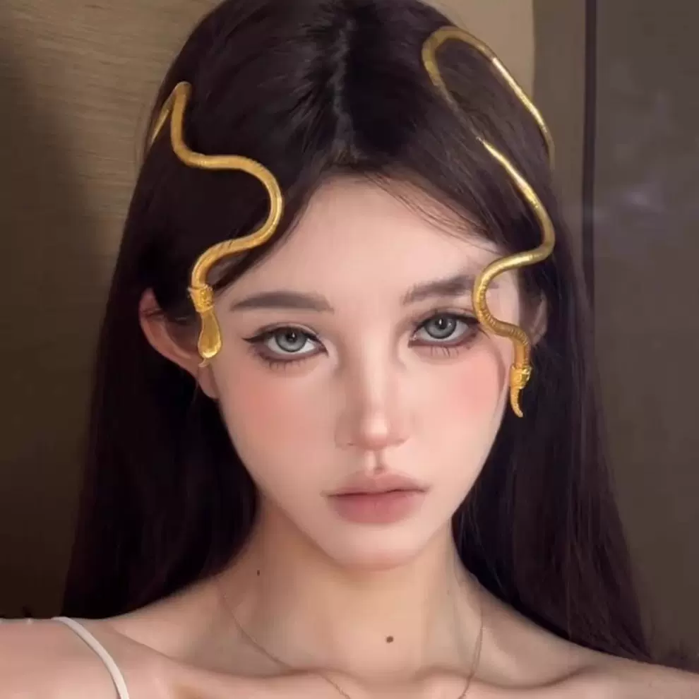 缠绕蛇形个性黑暗土酷开口随意造型蛇形夸张欧美设计感项链项圈