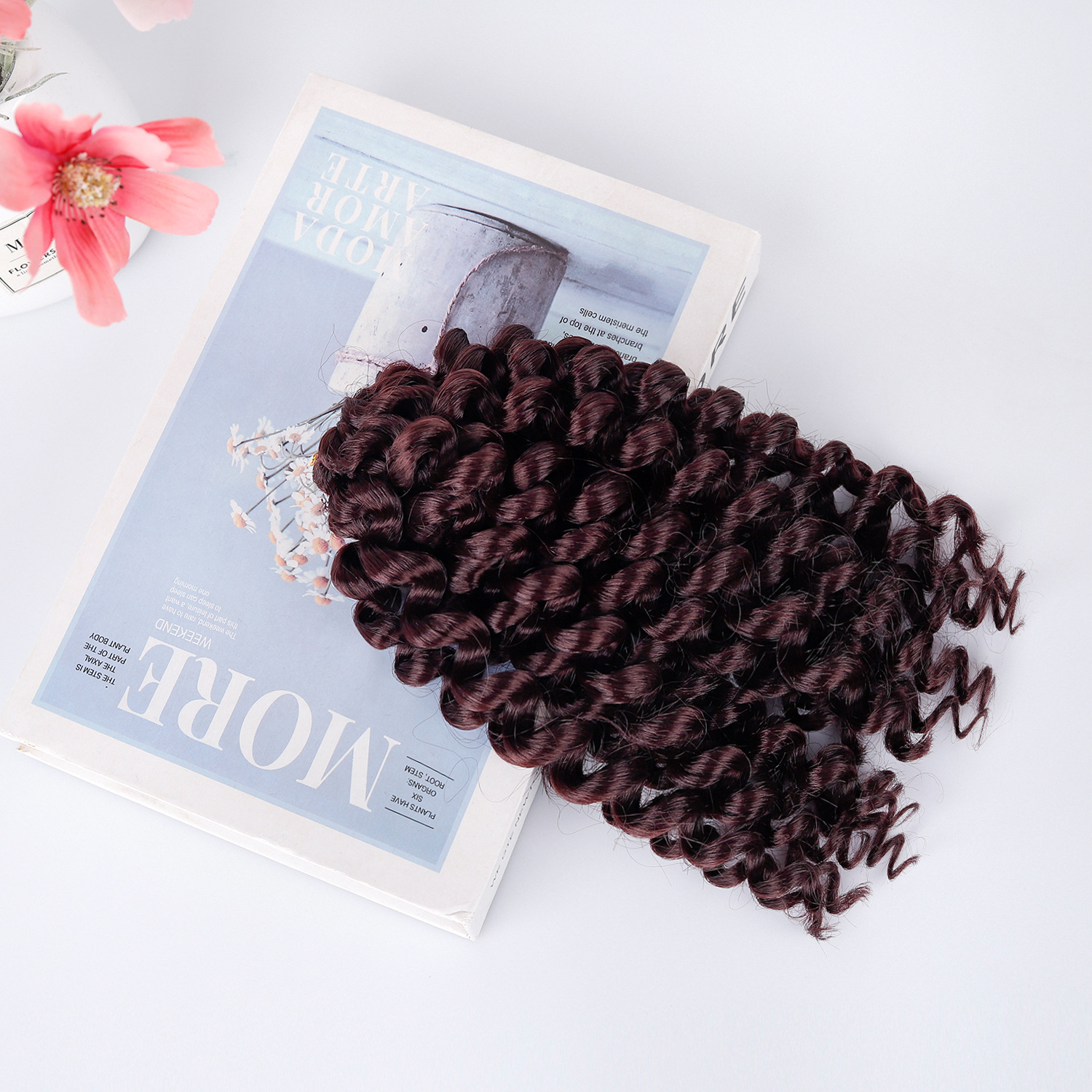 Extensiones de Cabello Crochet para Trenzas 20 Tiras de 8 Pulgadas Seda Sintética