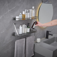 Wall-mounted kitchen and bathroom storage rack, gun gray, cosmetic holder for bathroom sink, shelf for kitchen items