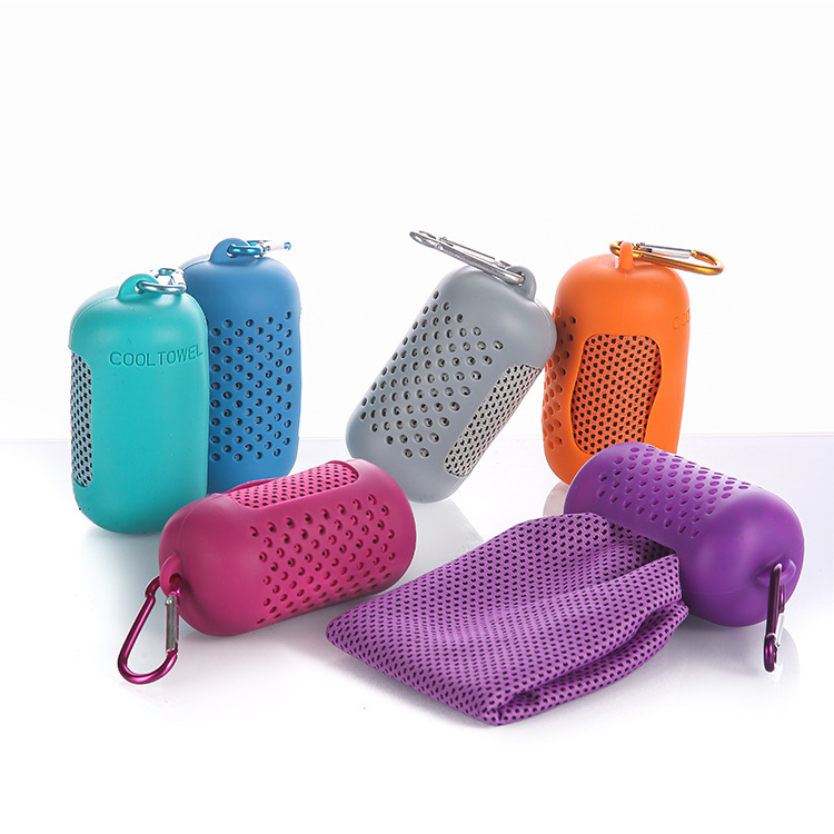 Cross-Border Outdoor Sports Cold Towel Travel Silicone Cover Portable Breathable Quick-Drying Sports Towel Can Be Customized with Logo