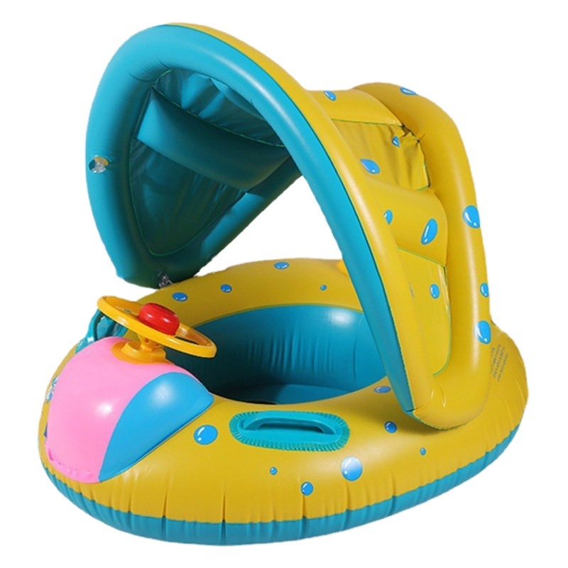 Cross-border new product [with awning] steering wheel car horn boat infant children swimming ring water seat ring