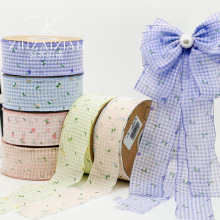 清新碎花格子雪纱丝带手工diy蝴蝶结发饰材料鞋花礼品鲜花包装带