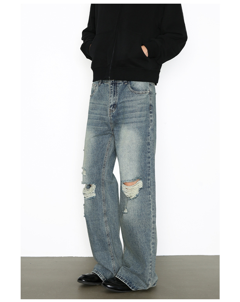 Vintage Washed Denim Jeans For Men Straight And Bootcut Fit_voghion.com