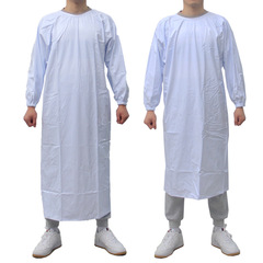 白色防水罩衣加大加長廚房食堂食品廠防油耐酸鹼男女成人帶袖圍裙