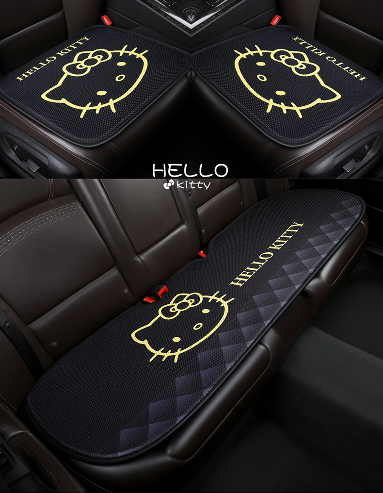 kitty cartoon car cushion single piece three-piece set goddess Four Seasons universal small waist summer car cushion Main driving