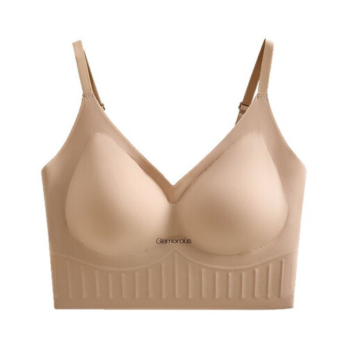 New Soft Support Seamless Jelly Strip Bra for Women, Clustering Beauty Back, Fixed Cup Sports Style, No Wire, Thin Model