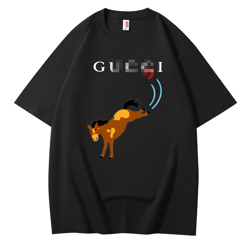 2026 Cross-Border Hot-Selling g Brand 230g Popular Short-Sleeve Pure Cotton T-Shirt for Men, Printed Unisex Trendy Brand Foreign Trade