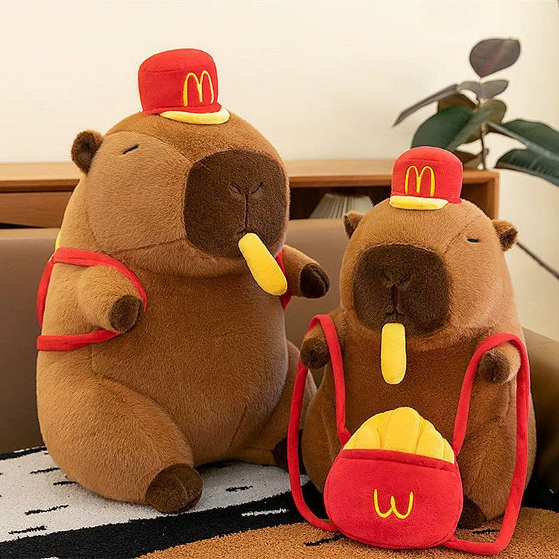 Новый полный набор кукол Капибара с шапками, картофелем фри, рюкзаком, куклами Капибара, тканевыми куклами, плюшевыми игрушками для женщин