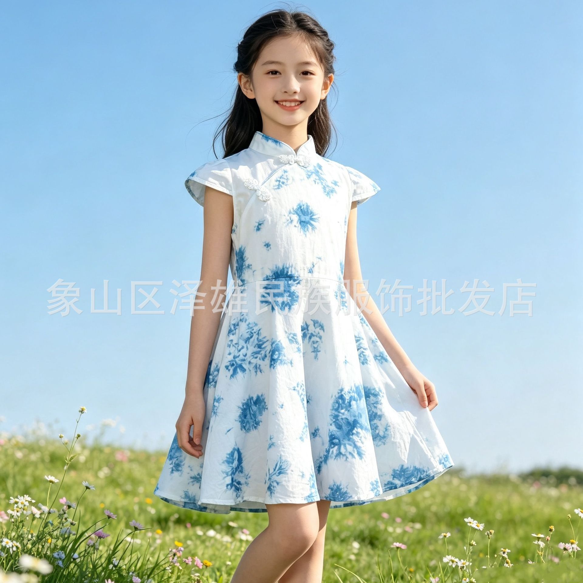 Cotton tie-dye children's cheongsam