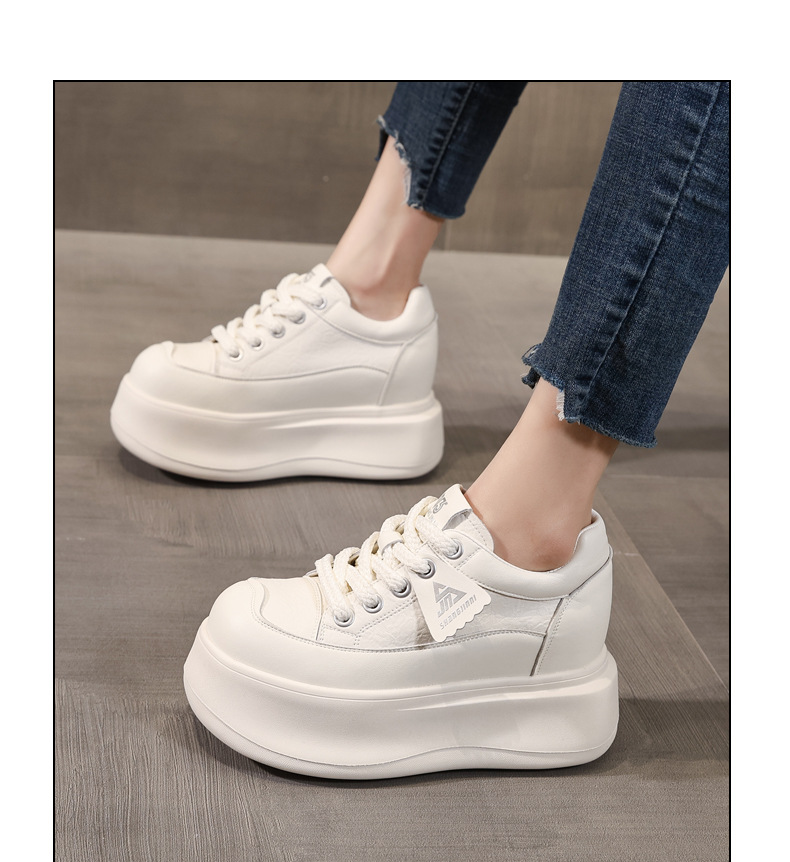 Giày sneaker nữ đế dày tăng chiều cao siêu nhẹ phong cách thể thao — màu trắng chi tiết 10
