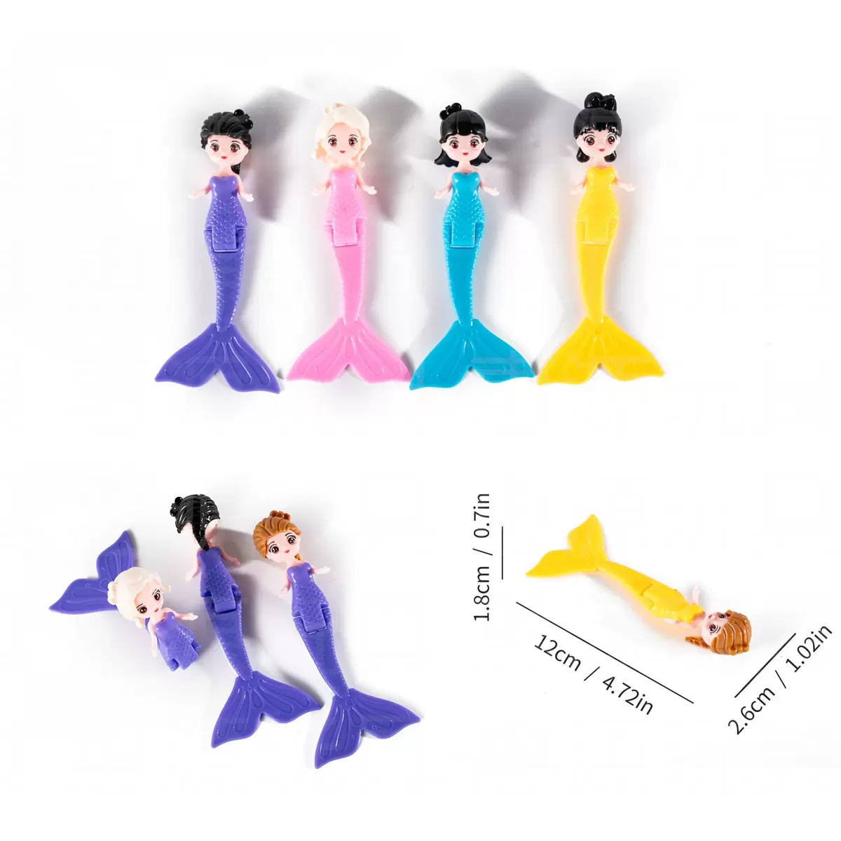 跨境儿童游泳池戏水塑料美人鱼公主摆件模型女孩扭蛋赠品玩具批发