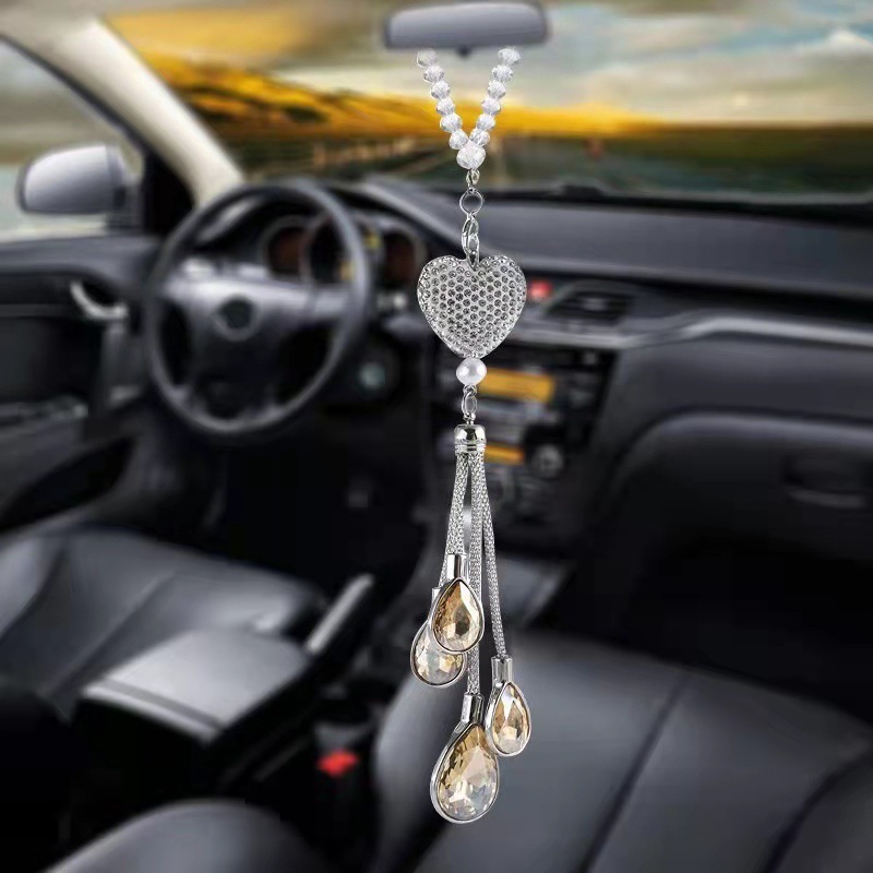 Coche colgante espejo retrovisor colgante coche cristal interior colgante aleación metal decorativo rhinestone transfronterizo Amazon image 4