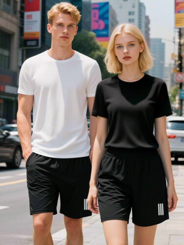 New casual set for men, summer thin breathable quick-dry short-sleeved shorts, size large loose sports two-piece set