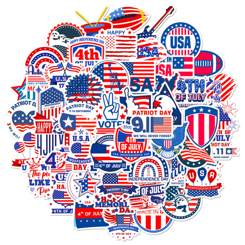 50 American Flag Independence Day Sticker, Amazon USA Flag Election Personality Doodle Sticker