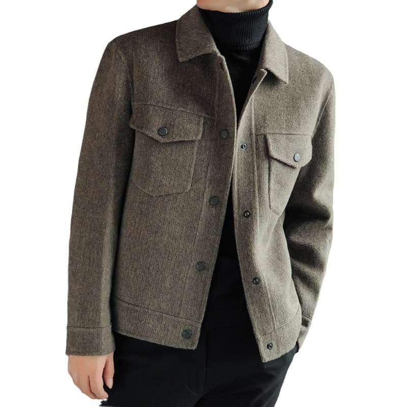 現品の毛はコートの男性の短いタイプの韓国版のウールの尼の秋冬のカジュアルな両面のラシャのジャケットの男性の外です。