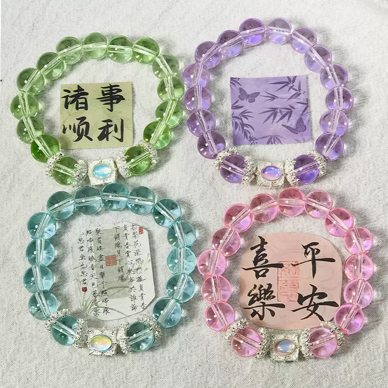 新款方块琉璃手串水晶串珠小众设计手饰品学生送闺蜜手链现货批发