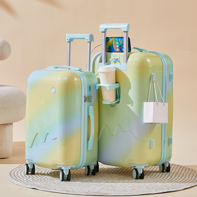 Maleta gradiente de alto valor facial de gran capacidad de palanca de tracción de viaje rueda universal portátil y duradero 20 pulgadas caja de cifrado