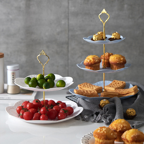 Birthday party three-layer fruit plate, living room dry fruit plate, afternoon tea snack tray, dessert table decoration, multi-layer cake stand