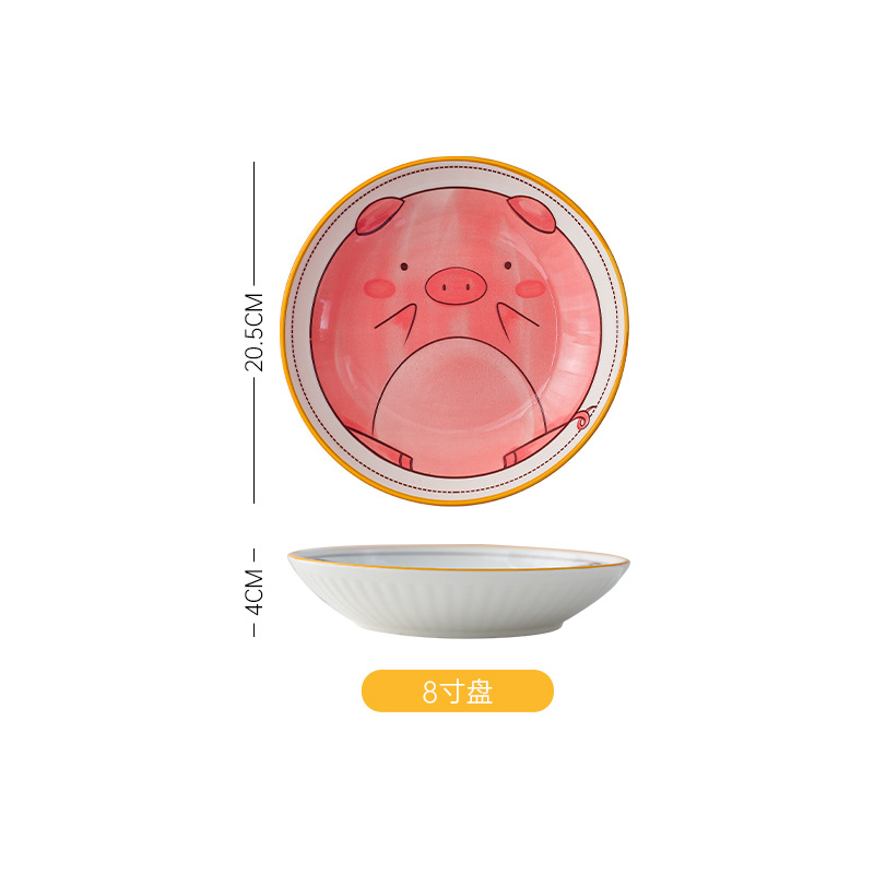 Creativo lindo mascota vajilla de cerámica placa lindo animal hogar mango placa para hornear tazón de arroz comer tazón conjunto