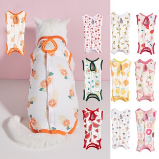 Pet clothes full printed bear fruit donut frog exquisite printed close-fitting breathable comfortable cat sterilization clothes