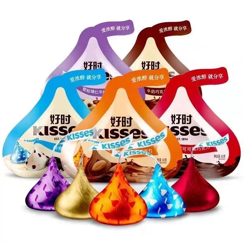 Шоколадные конфеты Hershey's KISSES с миндалем и фундуком, молочный шоколад, хрустящие, 82 г, черный шоколад