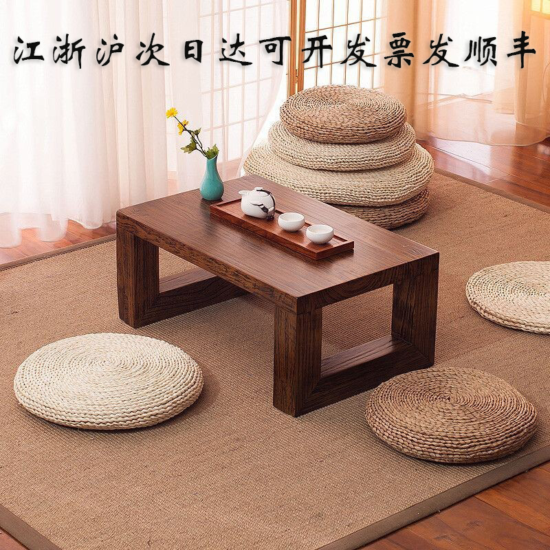 圆形蒲垫草编蒲团玉米皮编织坐垫子榻榻米地上蒲草跪坐墩打坐日式