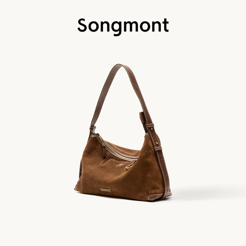 Songmont山下有松循迹系列浅行hobo包麂皮腋下通勤包饺子包女秋冬|undefined