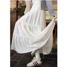 白色蛋糕裙女春秋夏2025新款高腰中长款a字半身裙宽松韩系蓬蓬裙