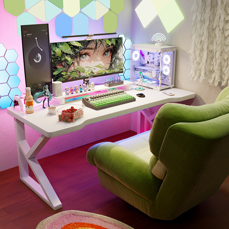 Computer Desk Home E-Sports Table and Chair Set Simple Study Table Girls Bedroom Rectangular Game Table Desktop Table