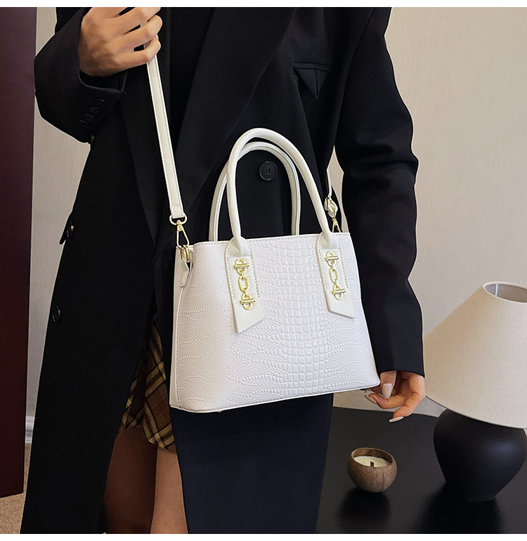 Handbag Women's New Western Style Shoulder Bag Large Capacity Commuter Crossbody Bag PU Leather Crocodile Pattern Bag Women's bag_voghion.com