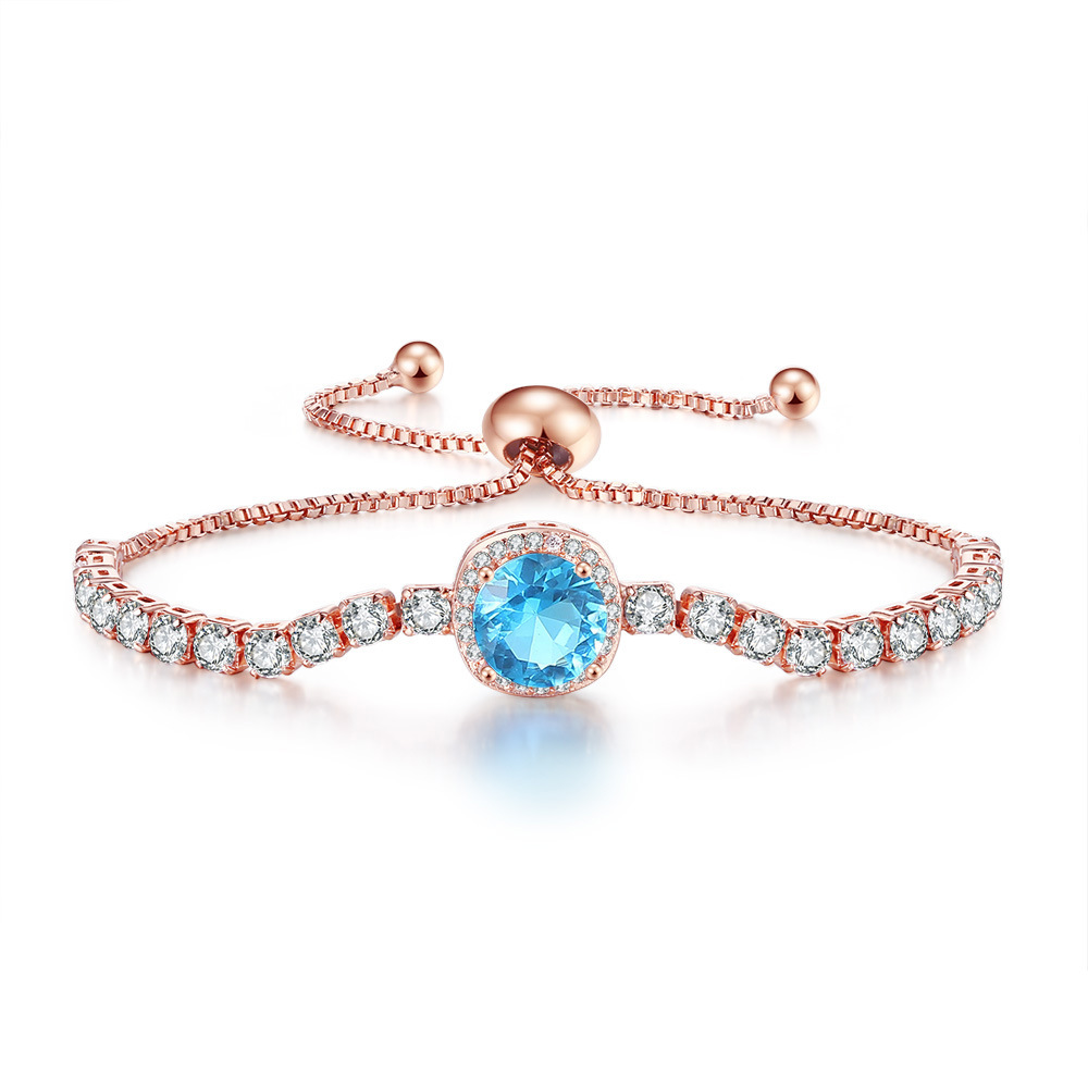 Bracciale a catena con pietra di nascita in zircone per donna_voghion.com