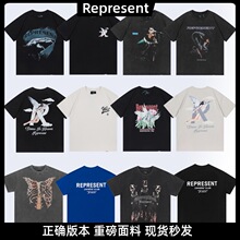 Represent REP杜宾犬水洗做旧复古短袖Vintage美式潮牌鲨鱼T恤男