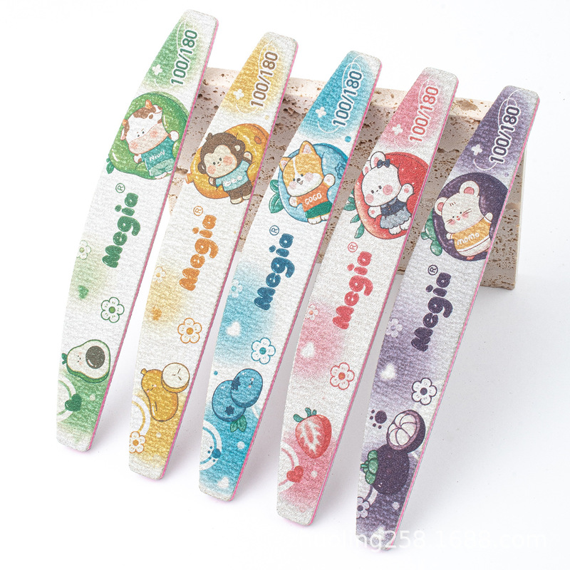 Cross-border new printed nail file nail rubbing strip wholesale 100/180 double-sided polishing washable sand Cross-border new printed nail file nail rubbing strip wholesale 100/180 double-sided polishing washable sand