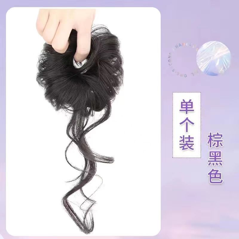 Nuevo estilo cabeza de bola estilo occidental simulación pelo banda mullido perezoso viento fantasma caballo chica natural invisible doble bola cabeza
