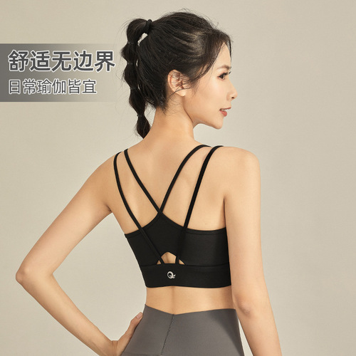 Cross-training beauty back support sports bra for women, summer new model, high-intensity shockproof yoga fitness running narrow shoulder strap sports top