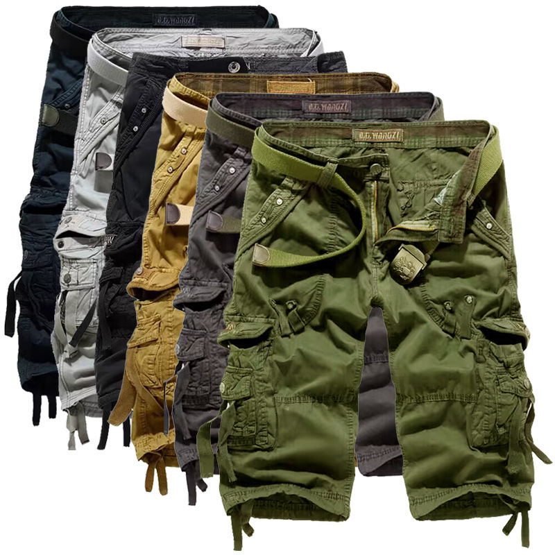 Cross-Border Men's Cargo Shorts, 7/8 Length, Multi-Pocket, Plus Size, Loose Fit, Men's Shorts, Cargo Shorts 5820