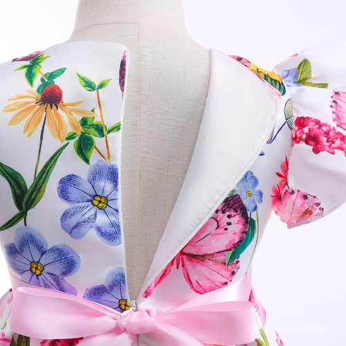  New Arrival Cross-Border Girls' Dress: European & American-Style Kids' Skirt with Butterfly Print, Petite Flared Sleeves, and Vest Design—Perfect Princess-Like Children's Wear