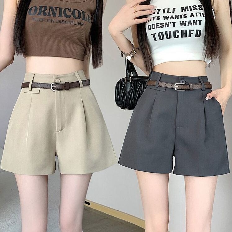 New Arrival Gray Suit Shorts for Women, Summer High-Waisted Wide-Leg Workwear Casual Pants for Petite Women New Arrival Gray Suit Shorts for Women, Summer High-Waisted Wide-Leg Workwear Casual Pants for Petite Women