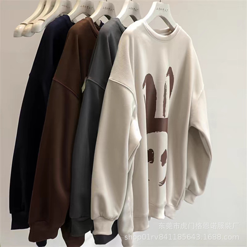 Women's Loose Fit Thick Padded Hooded Sweatshirt, Trendy Brand Casual Long-Sleeve Hooded Sweatshirt, Live Stream Street Vendor Supply