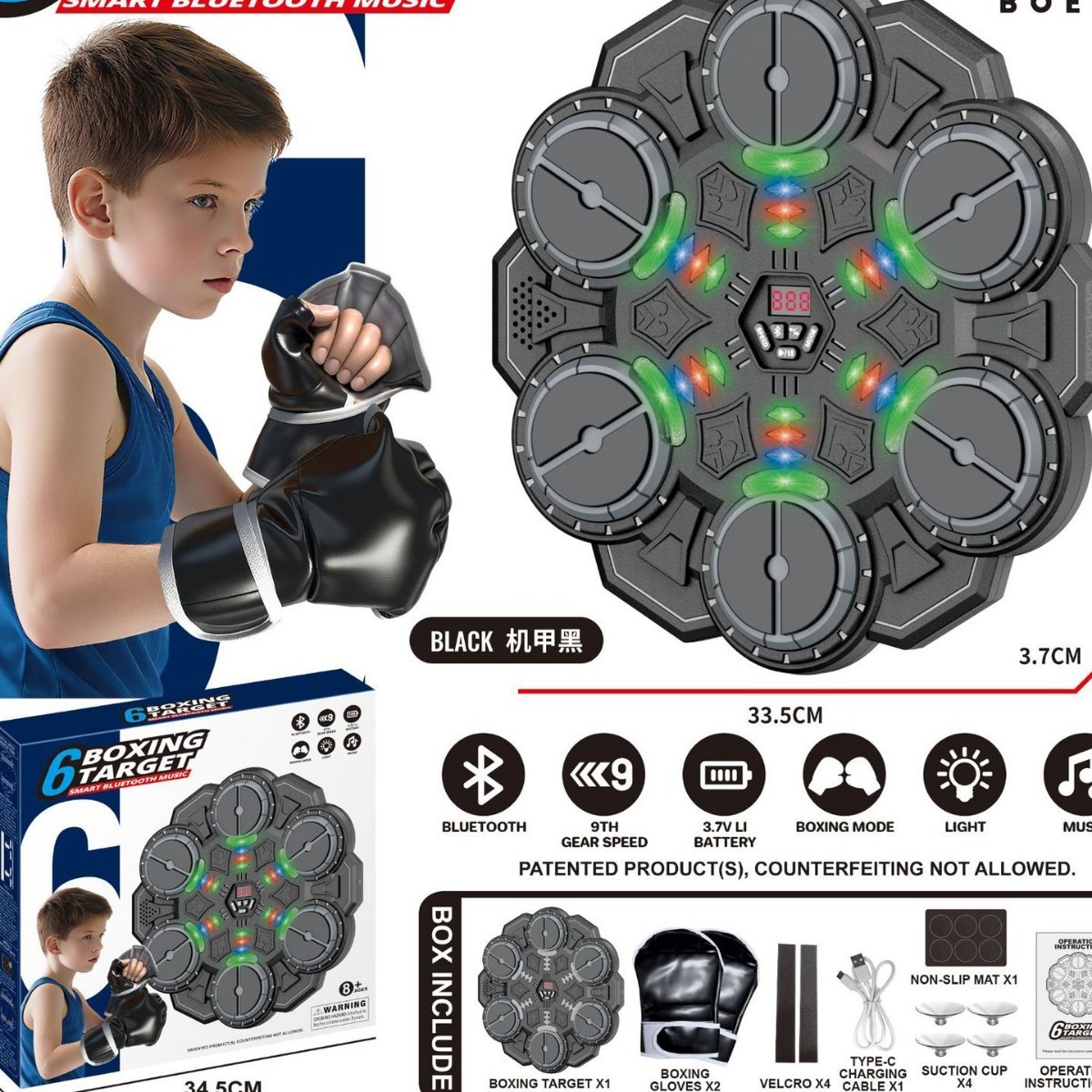 Cross-Border Boxing Target Bluetooth Music Kidsren's Fitness 6-Key Smart Training Music Boxing Wall Target Trainer Boxing