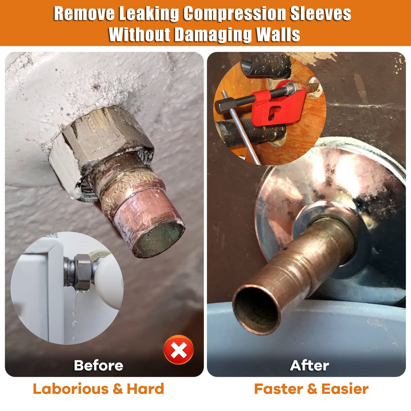 Herramienta de dibujo de manga de compresión tubo de agua herramienta de eliminación de manga de tubería Extractor de manga de compresión